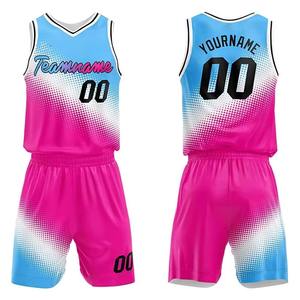 Ensemble d'uniformes de basket-ball sublimés respirants pour hommes, sans manches, col en V, short, motif de feuilles tropicales bleues - Product Image 3