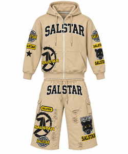 Ensemble de survêtement Hip Hop noir personnalisé pour homme – Hoodie oversize et short – Tenue décontractée streetwear et sportswear – Ensemble 2 pièces avec logo personnalisé - Product Image 1