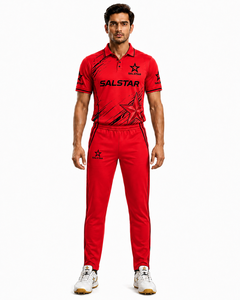 Uniforme de Cricket Rojo, Elegante y Transpirable, para Mayor Comodidad, Uniforme de Cricket Personalizado al por Mayor, Logotipos de Patrocinadores del Equipo, Club - Product Image 3