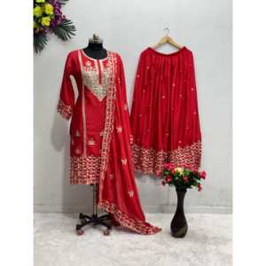 Ensemble Dupatta haut bas pour femmes designer avec travail de séquence - Product Image 2