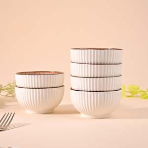 Ensemble de 6 bols en porcelaine Kairaus, écologiques, minimalistes, inspirés du jasmin, petits bols en céramique pour soupes et mélanges, pour cadeaux - Product Image 1