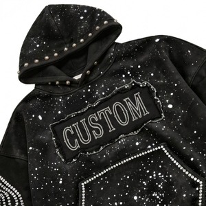 Custom Black <b>Rhinestone</b> Hoodie for Men Galaxy Print Pullover Streetwear Sweatshirt Casual Oversized Hooded <b>Jacket</b> - Product Image 3