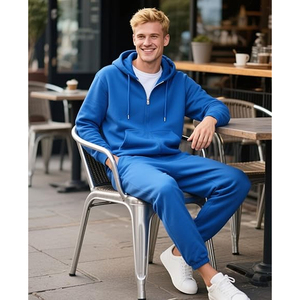 Survêtement bleu à capuche pour homme, couleur unie, décontracté, avec poches latérales, respirant, collection automne 2026 - Product Image 6