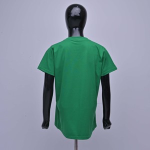 เสื้อยืดคอวีสีเขียวสำหรับผู้หญิง พร้อมโลโก้ปักสีชมพูด้านหน้า เสื้อยืดลำลองแขนสั้นผ้าฝ้ายเจอร์ซีย์คุณภาพสูง - Product Image 2