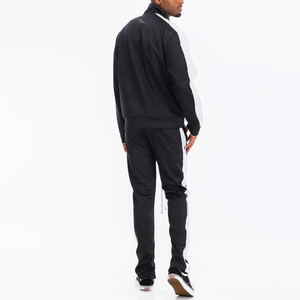 Ensemble de survêtement personnalisé pour homme avec bandes latérales, style rétro, comprenant un sweat à capuche et un pantalon de survêtement à jambes larges, en molleton uni, pour la vente en gros et la production en vrac par le fabricant - Product Image 6
