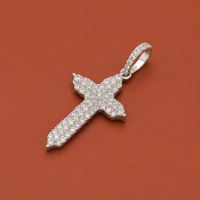 Pendentif de luxe en argent 925 avec motif croix, serti de moissanite VVS, style hip-hop, pour homme, cadeau pour rappeur