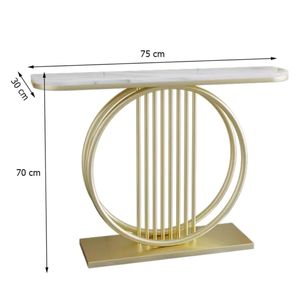 โต๊ะคอนโซลโลหะทรงกลมสีทองหรูหราพร้อมท็อปหินอ่อนสีขาว - Product Image 6
