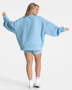 Oversized Breathable Womens Pullover Sweatshirt Cozy Cotton Blend Crewneck Relaxed Fit Winter Fashion <b>Drop</b> Shoulder - Product Image 6