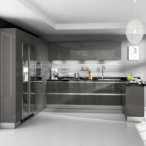 High Gloss Solid Wood Modern Kitchen Island Cabinets with <b>Toe</b> Kick Modular Design for Apartment Use - Product Image 5
