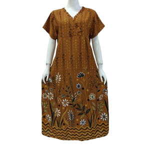 ¡¡Nueva Oferta!! Vestidos Casuales de Verano para Mujer, Talla Grande, Hasta la Rodilla, Cintura Elástica Suave, Estampado Floral, Ropa de Dormir, Ropa de Estar en Casa, Rayón Corto - Product Image 2