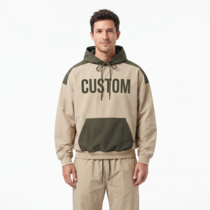 Sudadera con Capucha Extra Grande para Hombre, Dos Tonos, 100% Nailon, Hombros Caídos, Estilo Casual Urbano, con Logotipo Personalizado, 2026 - Product Image 1