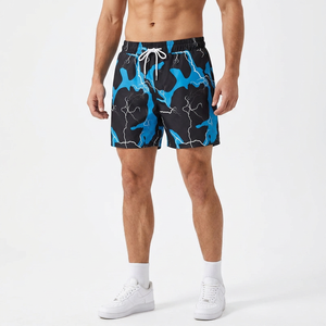 Shorts de Playa para Hombre de Secado Rápido, Diseño de Rayos Azules, con Cordón Ajustable, Casuales, 100% Poliéster, Corte Corto - Product Image 5