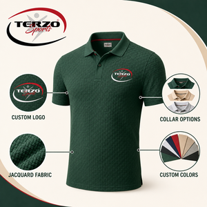 Polo en jacquard pour homme avec logo personnalisé, tissu texturé de qualité supérieure, manches courtes, broderie, polo décontracté de golf, fabricant - Product Image 6