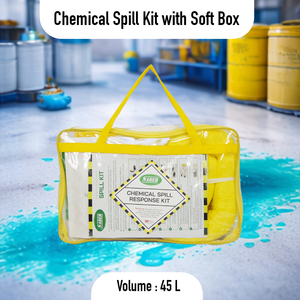 Kit de Réponse aux Déversements Chimiques Haute Absorption 45 Litres dans un Sac de Transport Souple Étanche – Contrôle d'Urgence des Matières Dangereuses pour Acides et Alcalis - Product Image 2
