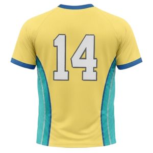 เสื้อเน็ตบอลแบบซับลิเมชั่นสีเหลืองเขียวแบบยูนิเซ็กซ์ โพลีเอสเตอร์น้ำหนักเบา คอกลม ชุดกีฬาสำหรับทีม ฝึกซ้อม แข่งขัน ชุดออกกำลังกาย - Product Image 2