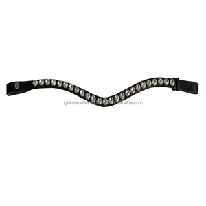 Diadema de cuero premium para caballo, accesorios de equitación de alta calidad con cristales decorativos. - Product Image 5