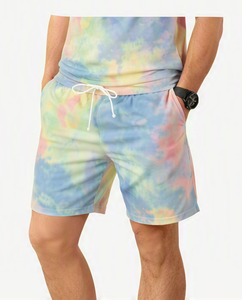 Men's Marble Print Short <b>Sleeve</b> T-Shirt and <b>Board</b> Shorts Set Sport Outfit Elastic Waist Breathable Polyester/Cotton Quick Dry - Product Image 4