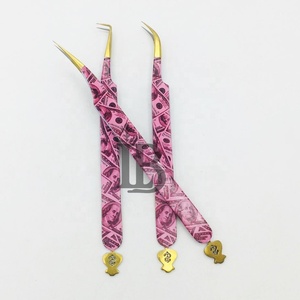 <b>Top</b> Trend Bottom Charm Fixing Eyelash Extension Tweezers Plain Smooth Handle Lash Tweezers Set Custom Design Printing Style - Product Image 1