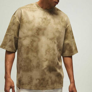 T-shirt décontracté à manches courtes et col rond pour homme, coupe ample, motif tie-dye, tricoté, coupe régulière - Product Image 1