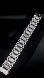 26mm Lab Grown diamond <b>Bracelet</b> <b>Solid</b> 10K Gold 925 <b>Silver</b> Baguette and Round VVS1 Iced Out Wristwear Pass Diamond Heavy Custom - Product Image 3