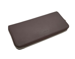 ODM Castello 2024 nouveau Design cuir de vachette véritable cuir souple longue fermeture éclair unisexe portefeuille noir marron foncé hommes femmes Polyester - Product Image 3