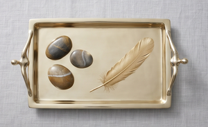 Plateau doré contemporain minimaliste, texture sculpturale, objet d'art pour la cuisine et la salle à manger - Product Image 5