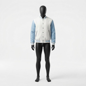 Chaquetas Varsity para Hombre de Alta Calidad con Cuerpo de Lana y Mangas de Piel de Oveja Genuina, Chaqueta Varsity Universitaria de Moda Urbana para Hombre - Product Image 1