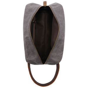 Sac de toilette promotionnel en cuir et toile portable tendance 2026 pour hommes - Product Image 6