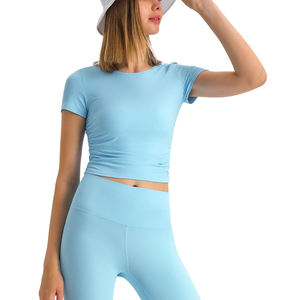 Top Deportivo Corto para Mujer, Ligero, Casual, de Secado Rápido, Transpirable, Ajustado, con Estampado, Elástico en Cuatro Direcciones, para Fitness, Boxeo, Bodycon - Product Image 4