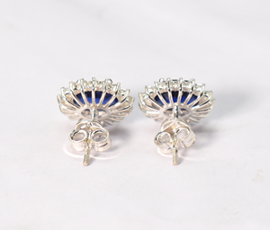 Pendientes de Zafiro Azul de Laboratorio: Estilo Diana, Plata de Ley 92.5, Joyería Nupcial - Product Image 5
