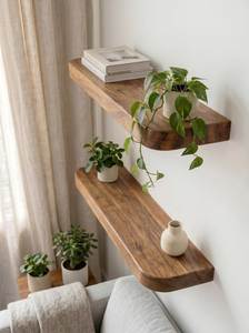 Wooden <b>Wall</b> <b>Shelf</b> Organizer Floating Storage Rack Modern Design Handmade Double Tier Durable <b>Wall</b> <b>Mounted</b> Living Room Storage - Product Image 6