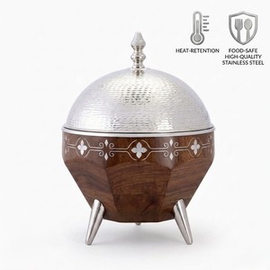 Best selling luxury <b>buffet</b> dish Wooden chafing dish <b>warmer</b> Brass dome lid <b>warmer</b> Hotel catering casserole dish Insulated Dish - Product Image 4