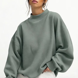 Sudadera de cuello alto para mujer, holgada, bordada, transpirable, ecológica, para otoño/invierno, venta al por mayor OEM/ODM - Product Image 2