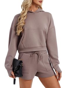 Ensemble sweat-shirt et short sexy pour femme 100% coton, personnalisable, haute qualité, en tissu French Terry, ensembles pour femme - Product Image 1