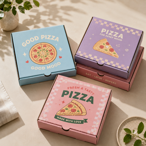 Boîte d'emballage alimentaire jetable écologique biodégradable sur mesure, en papier kraft ondulé épaissi, forme carrée, pour pizza - Product Image 5