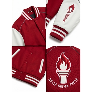 Veste universitaire personnalisée pour femme en laine épaisse et cuir, avec logo brodé, style streetwear de luxe, manteau Letterman Cyberpunk OEM - Product Image 4