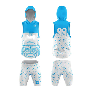Ensemble de sweat-shirts sans manches personnalisés imprimés par sublimation avec le numéro 99, motif bleu et blanc, vêtements de sport unisexes pour adultes - Product Image 1