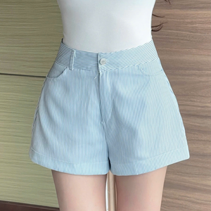Femmes 2024 Automne Mode Casual Stripe High Waist Zipper Shorts Vintage Female Pants Trendy Mujer Stylish Outfit - Product Image 4