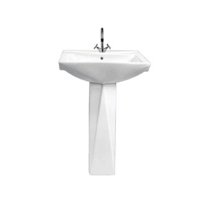 Your Brand Modern Ceramic Wash Basin with Pedestal <b>Buffer</b> Cover Plate Salon Foot Wash Basin with Stand Modern Flushing Button - Product Image 2