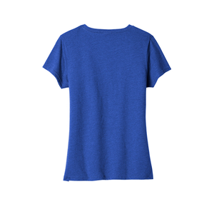 T-shirt sportif tricoté à col en V et manches courtes pour femme, couleur unie, coupe classique, bleu, couleur personnalisable, avec logo, 100 % coton, le plus vendu - Product Image 2
