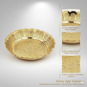 Salvus App Solutions - Bandeja Decorativa de Metal Hecha a Mano, Diseño Floral de Lujo, Reutilizable para Bodas y Eventos - Product Image 3
