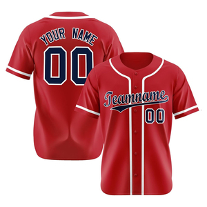 Maillot de baseball rouge personnalisé avec nom d'équipe 00, imprimé à l'écran, anti-humidité, manches courtes, coupe classique pour homme adulte - Product Image 1