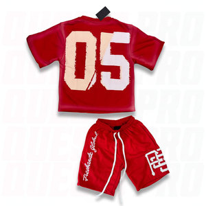 Ensemble décontracté deux pièces pour homme : T-shirt et short en jersey 100 % coton, imprimé logo personnalisé, délavé à l'acide, style streetwear, vente en gros - Product Image 2