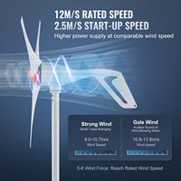 Kit générateur d'énergie éolienne 24V 500W avec contrôleur MPPT à 3 pales, direction du vent réglable pour une utilisation d'énergie alternative