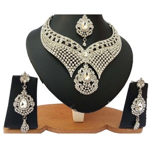 Vintage Antique <b>Silver</b> Plated Crystal Rhinestone Tassel <b>Necklace</b> Earrings <b>Set</b> Women Wedding Jewelry Alloy Fashion Jewelry <b>Sets</b> - Product Image 1