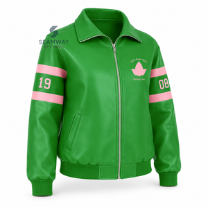 Alpha | Kapa | Alpha Sorority PU Leather Racing <b>Jacket</b> Moto Racer Leather Outerwear Women's Color-Block Hi-Speed Racing <b>Jacket</b> - Product Image 2