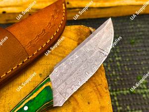 Cuchillo de Hoja Fija de Acero de Damasco Forjado a Mano de Alta Calidad con Funda de Cuero, Cuchillos de Caza Personalizables para Exteriores OEM ODM - Product Image 5