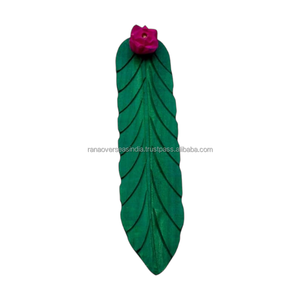 Eco Friendly Wooden Leaf Incense Burner Handmade Stick Holder Ash Catcher Tray Home Temple Yoga <b>Decorative</b> Gift - Product Image 2