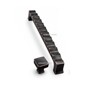 Black Brass Bar Handle with Square Knob Minimalist Cabinet Pull for Kitchen Furniture Durable Design - Product Image 5