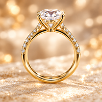 Ensemble de bagues de mariage en argent 925 plaqué or, serties d'un moissanite ovale de 5 carats, couleur D, pureté VVS1, pour femme - Vente en gros sur mesure